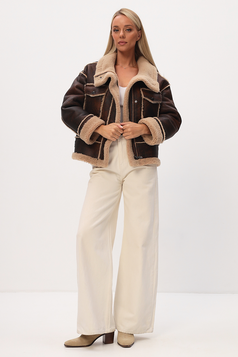 Дубленка коричневая натуральная	 КДО-196к цвет  фото