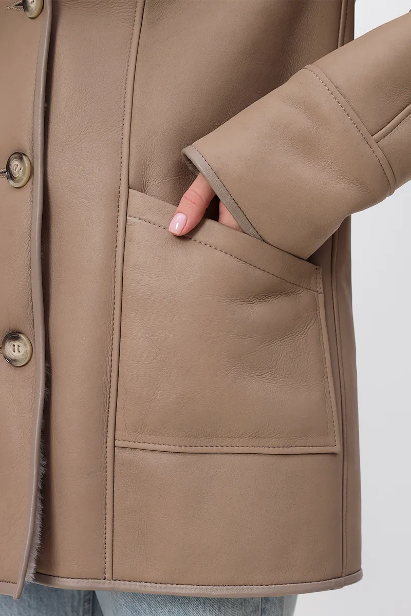 Дубленка бежевая женская	 СД-204Б цвет  фото